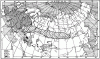 Рис. 35. Географическое распространение  F. cunicularia 
 1 —  F. cunicularia s. str.; 2 —  F. cunicularia glauea; 3 —  F. cunicularia fuscoides; ? — границы распространения неизвестныFormica cunicularia Latreille, 1798 — прыткий степной муравей